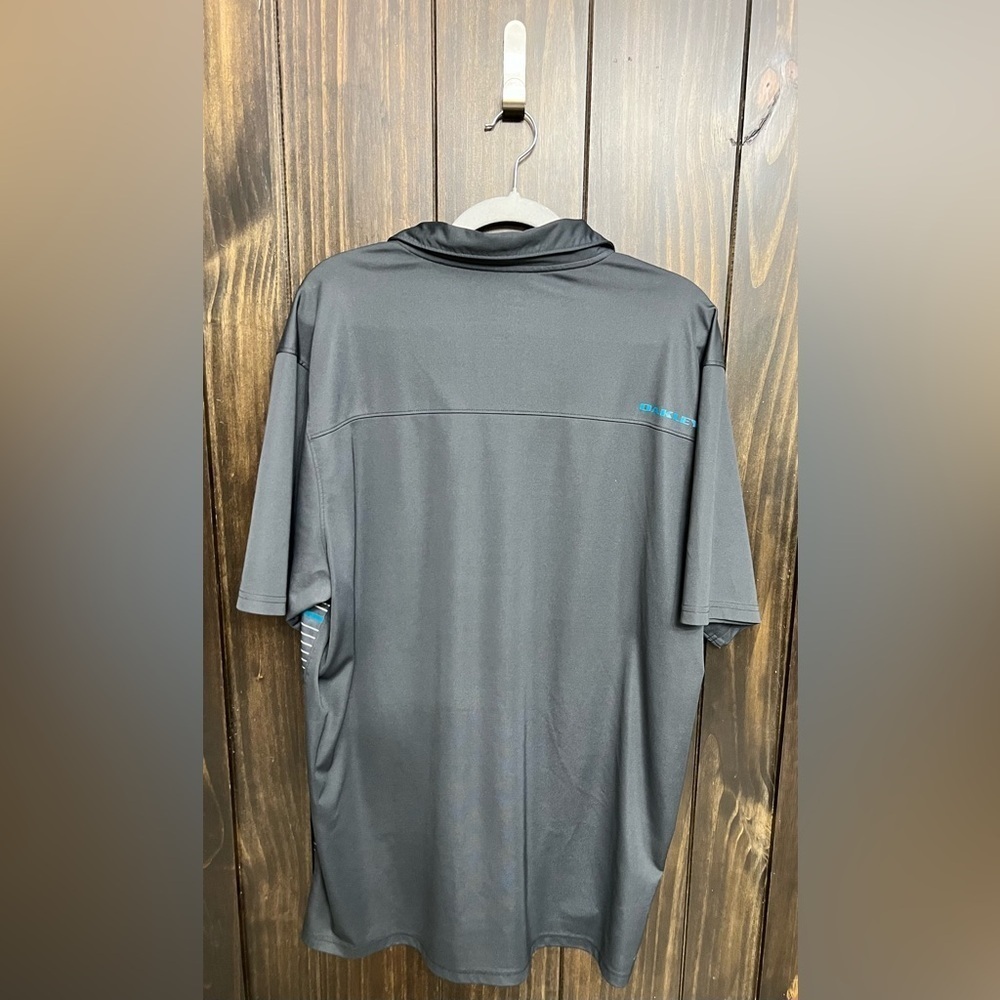 Oakley Gray and Blue Striped Performance Polo Golf Shirt - Picture 6 of 8